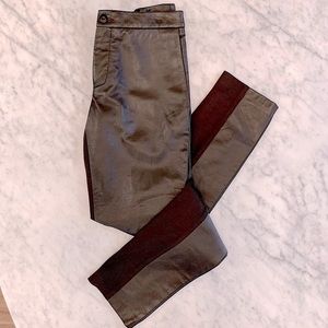 Joffer Caoc brown leather flat front pants with stretch cotton back size 4